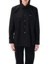 Comme Des Garçons Play Heart Embroidered Collared Shirt With Long Sleeves In Black