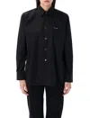Comme Des Garçons Play Heart Embroidered Collared Shirt With Long Sleeves In Black
