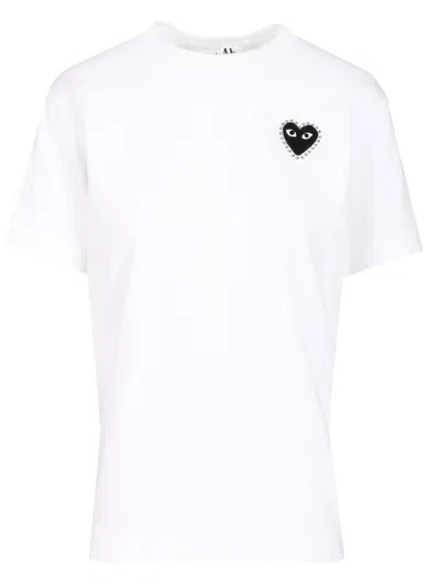 Comme Des Garçons Play Black Heart T-shirt In White