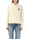 Comme Des Garçons Play Heart Patch Zip Hoodie In Beige