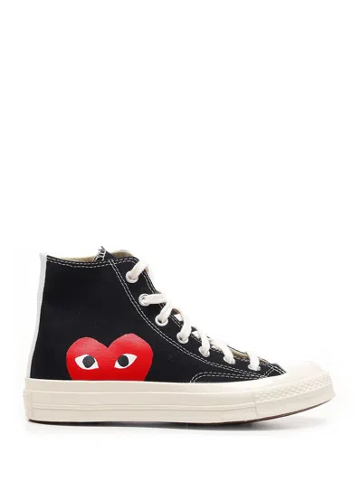 COMME DES GARÇONS PLAY BLACK HIGHT CONVERSE WITH RED HEART SNEAKERS BLACK