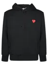 Comme Des Garçons Play Black Hoodie With Heart Logo In Brown