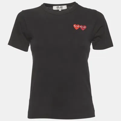 Pre-owned Comme Des Garçons Comme Des Garcons Play Black Jersey Embroidered Heart T-shirt Xs