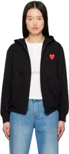 Comme Des Garçons Play Zipped Hoodie With Double Heart Patch In 1 Black