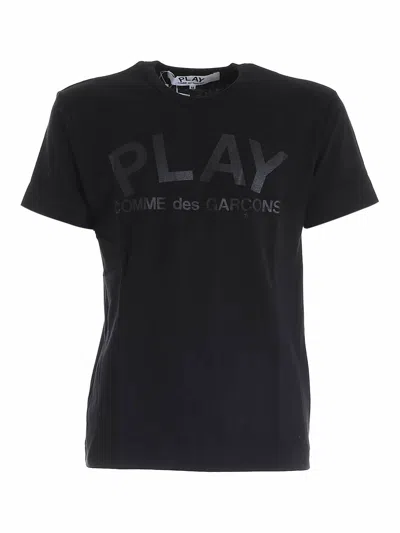 Comme Des Garçons Play Black Logo Print T-shirt In Black