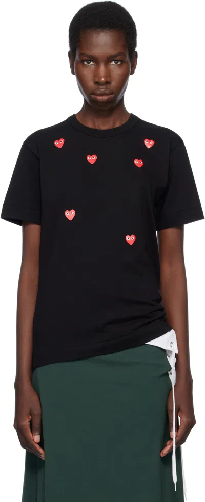 Comme Des Garçons Play Black Multiple Heart Logo T-shirt