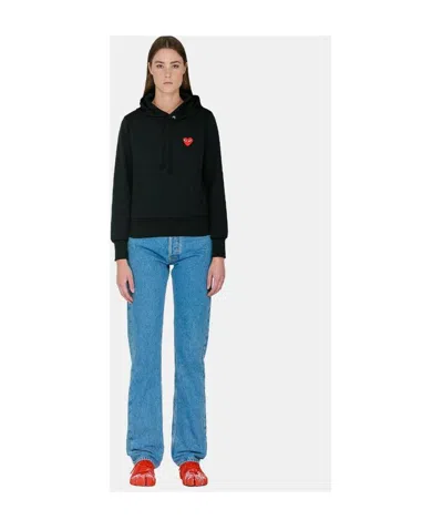 Comme Des Garçons Play Black   Red Heart Patch Hoodie In Blue