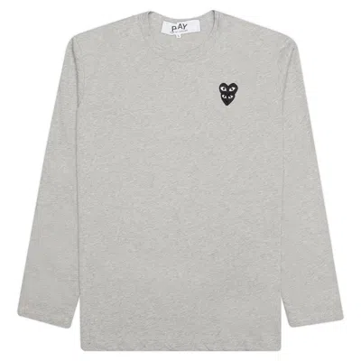 Pre-owned Comme Des Garçons Play Black Stacked Heart Long Sleeve T-shirt In Grey