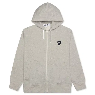 Pre-owned Comme Des Garçons Play Black Stacked Heart Zip Up Hoodie In Grey