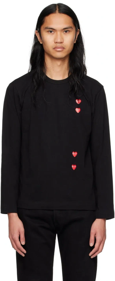 Comme Des Garçons Play Black Vertical Heart Long Sleeve T-shirt In 1 Black