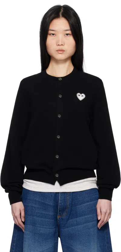 Comme Des Garçons Play Black White Heart Cardigan