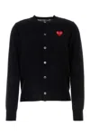 Comme Des Garçons Play Embroidered-logo Cardigan In Black
