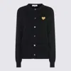 Comme Des Garçons Play U Round-neck Gold Emblem Knit Clothing In Black