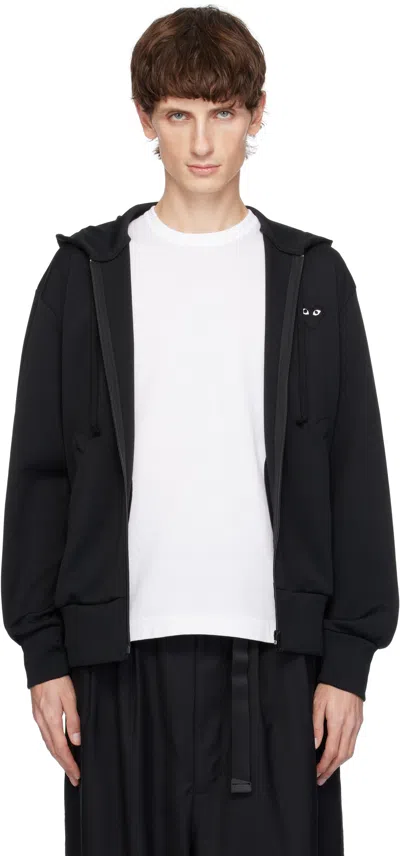 Comme Des Garçons Play Black Zip Big Heart Print Hoodie In 1 Black