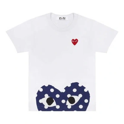 Comme Des Garçons Play Comme Des Garcons Play Blue Polka Dots Pattern Short Sleeve White