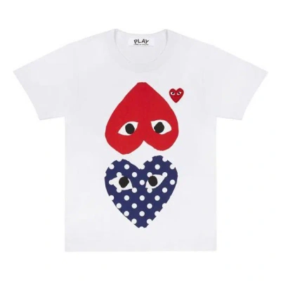 Comme Des Garçons Play Comme Des Garcons Play Blue Polka Dots Red Short Sleeve White