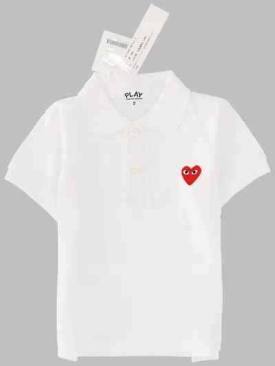 Comme Des Garçons Play Comme Des Garcons Play Kids Polo T Shirt Short Sleeve Knit In White