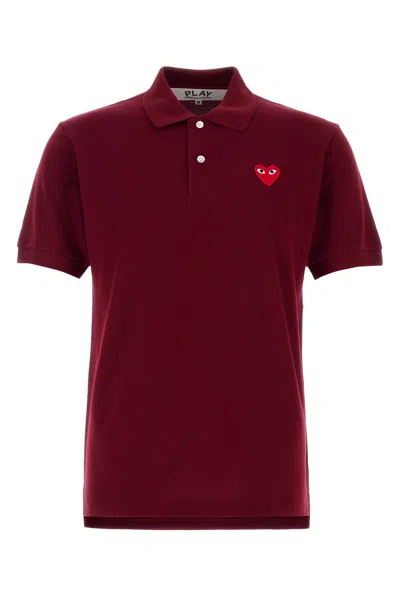 Comme Des Garçons Play Comme Des Garcons Play Burgundy Piquet Polo Shirt In Red