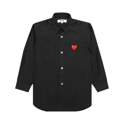 Pre-owned Comme Des Garçons Play Button Up Shirt 'black' | Kid's Size 4