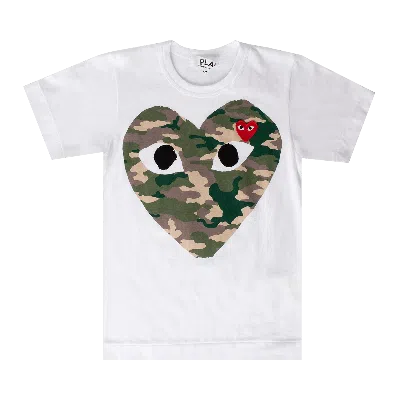 Pre-owned Comme Des Garçons Play Camo Heart T-shirt 'white'