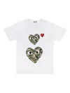 Comme Des Garçons Play Camouflage Double-heart T-shirt In White