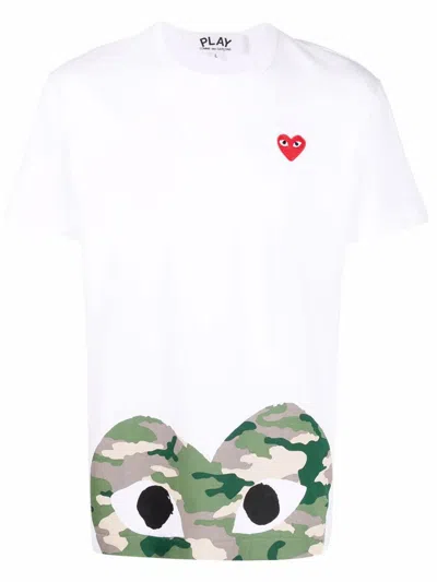 Comme Des Garçons Play Play Appliqué-heart T-shirt In White