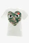 Comme Des Garçons Play Comme Des Garcons Play White And Red Camo Heart T-shirt In White