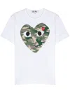 Comme Des Garçons Play Camouflage Heart-print Cotton T-shirt In White