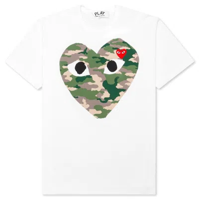 Pre-owned Comme Des Garçons Play Camouflage Heart T-shirt In White