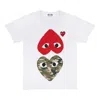 Comme Des Garçons Play Comme Des Garcons Play Camouflage With Upside Down Heart Tee In White
