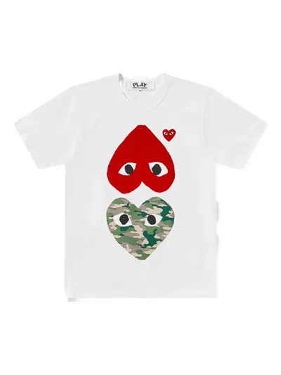 COMME DES GARÇONS PLAY CAMOUFLAGE UPSIDE DOWN DOUBLE HEART T-SHIRT