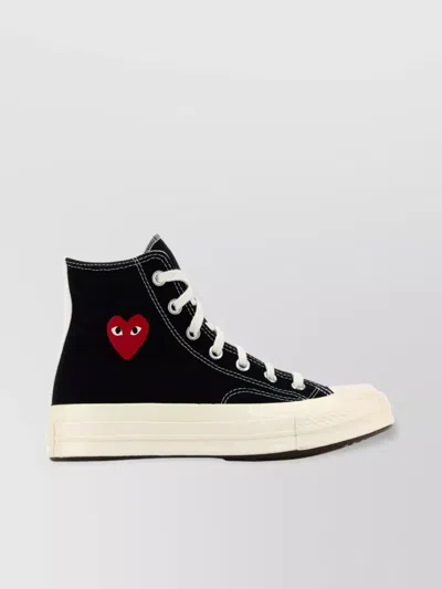 Comme Des Garçons Play Canvas Converse Sneakers Collaboration In Black