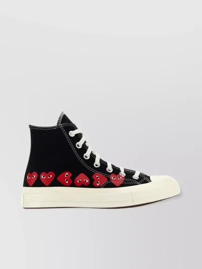 Comme Des Garçons Play Canvas Converse Sneakers Heart Print In Black