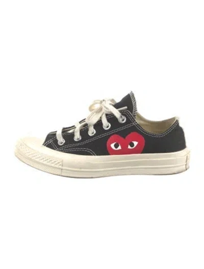Pre-owned Comme Des Garçons Play Canvas Graphic Print Sneakers In Black