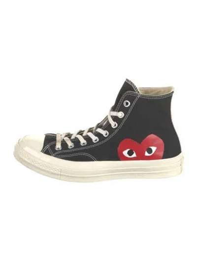Pre-owned Comme Des Garçons Play Canvas Graphic Print Sneakers In Black