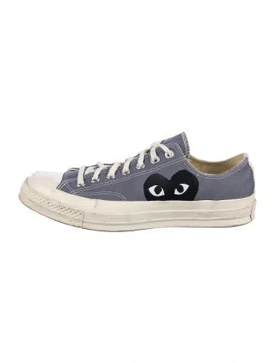 Pre-owned Comme Des Garçons Play Canvas Graphic Print Sneakers In Gray
