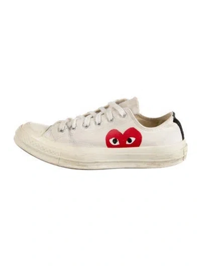 Pre-owned Comme Des Garçons Play Canvas Graphic Print Sneakers In Neutrals