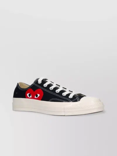 Comme Des Garçons Play Canvas Low Top Sneakers With Rubber Sole In Black