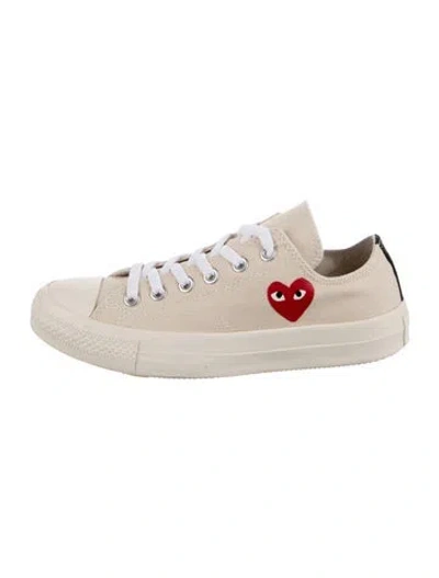 Pre-owned Comme Des Garçons Play Canvas Printed Sneakers In Neutral