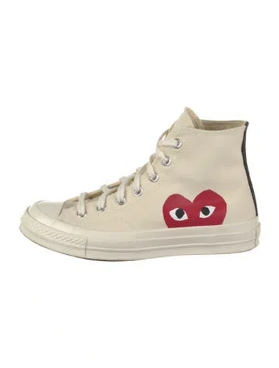 Pre-owned Comme Des Garçons Play Canvas Sneakers In White