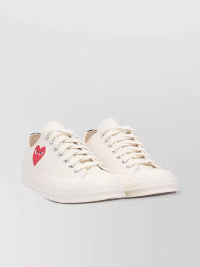 Comme Des Garçons Play Canvas Upper Round Toe Rubber Sole In Neutral
