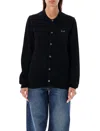 Comme Des Garçons Play Cardigan Round Collar Crystal Heart Blac In Black