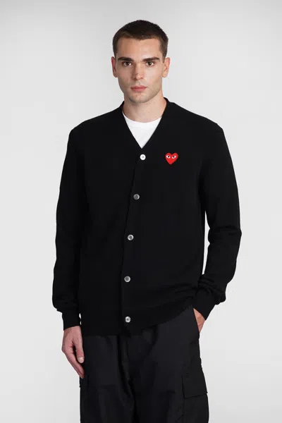 Comme Des Garçons Play Navy Wool Cardigan In Blue