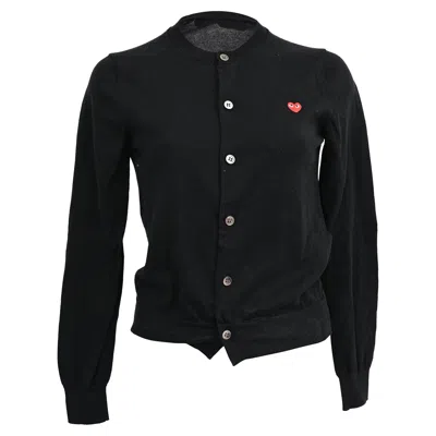 Comme Des Garçons Play Cardigan In Black Wool