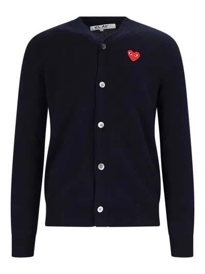 Comme Des Garçons Play Cardigan Logo In Black