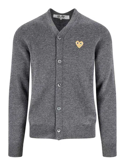 Comme Des Garçons Play Cardigan Logo In Brown