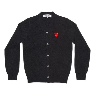 Comme Des Garçons Play Comme Des Garcons Play Cardigan Red Emblem 'grey' In Black