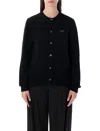 Comme Des Garçons Play Cardigan Round Collar Crystal Heart Blac In Black