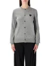 Comme Des Garçons Play Cardigan Round Collar Crystal Heart Blac In Gray