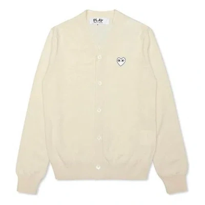 Comme Des Garçons Play Comme Des Garcons Play Cardigan White Emblem 'natural' In Neutral